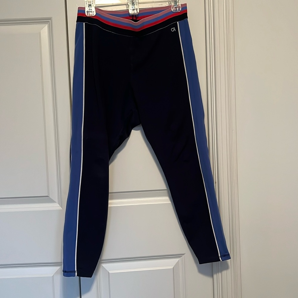 Women’s Gap Fit Side Striped Blue and Black Leggings Size Large